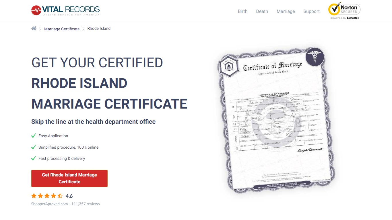 Get Your Certified Rhode Island Marriage Certificate - Vital Records Online