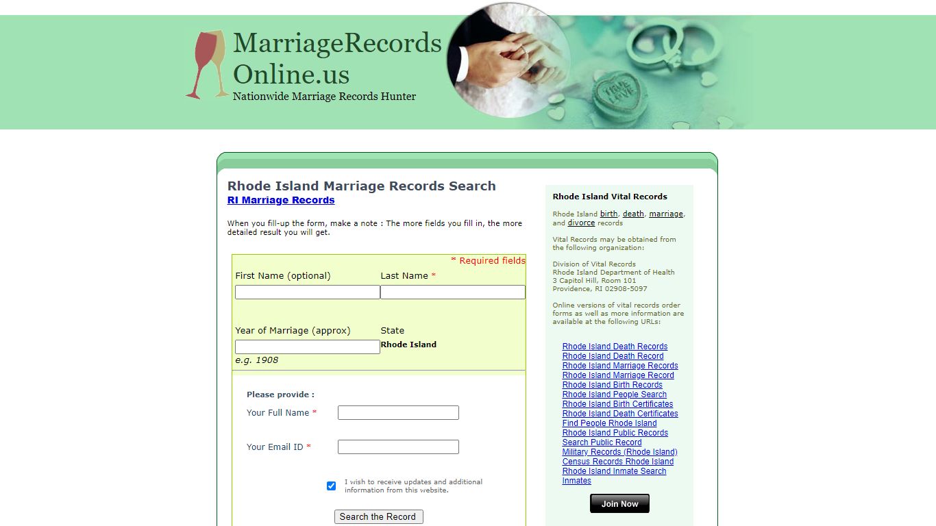 Rhode Island Marriage Records Search